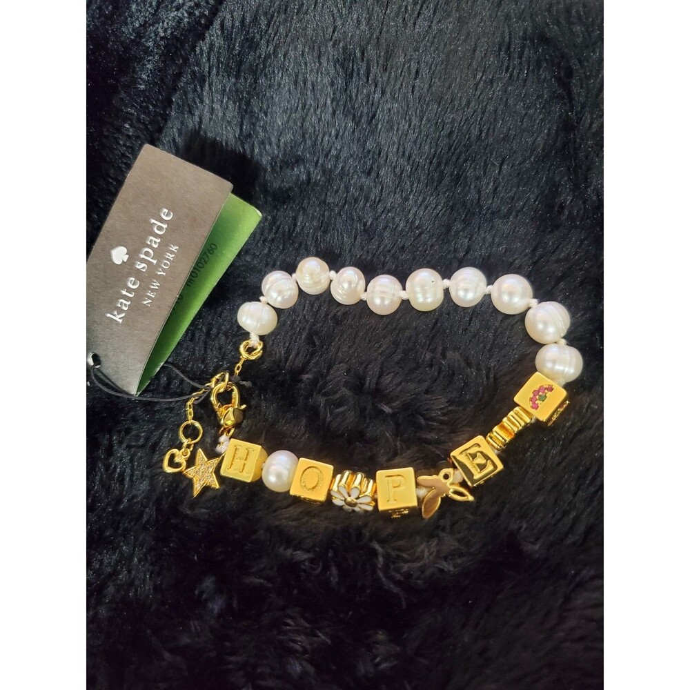 KATE SPADE HOPE Charm Bracelet - Faux Pearl & Crystal - NWT
